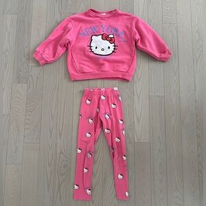 ❄️Zara Hello Kitty Pink Sweatshirt and Leggings Set Size 6